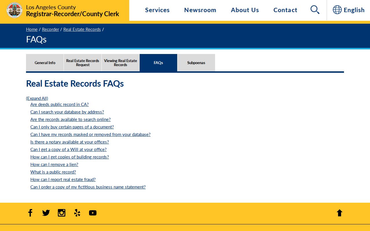 Pasadena previous residents recorder grantor grantee search rules