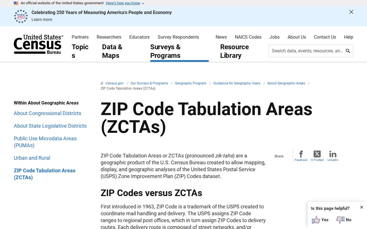 Pasadena ZIP code directory Census ZCTA guidance